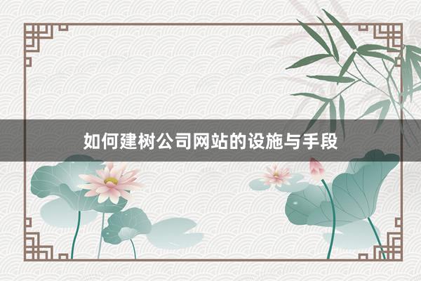 如何建树公司网站的设施与手段